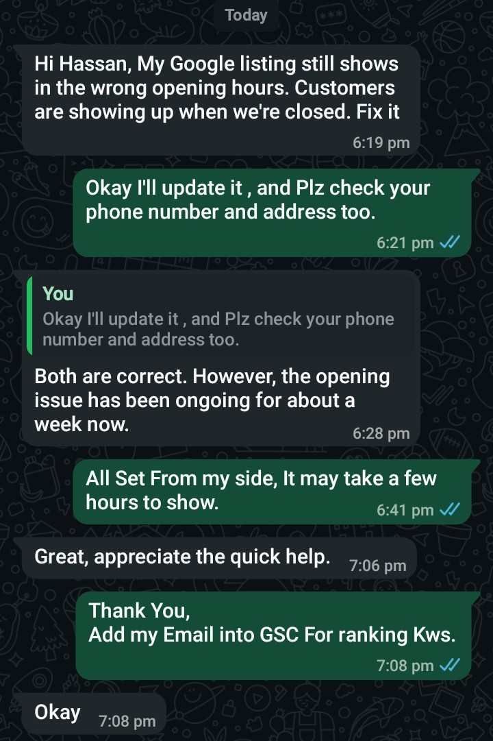 Client testimonial screenshot