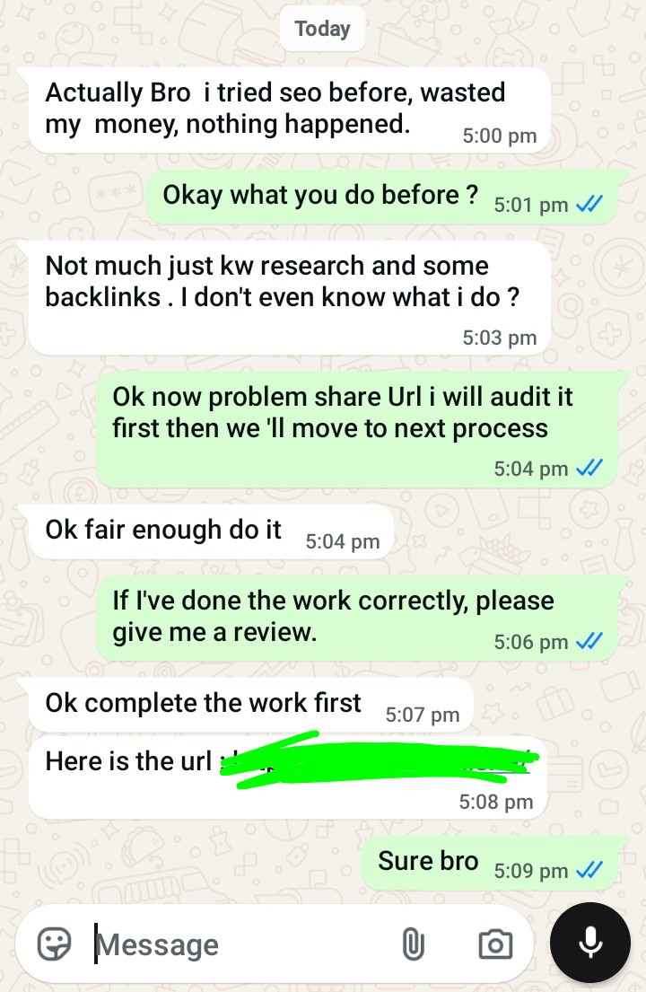 Client testimonial screenshot