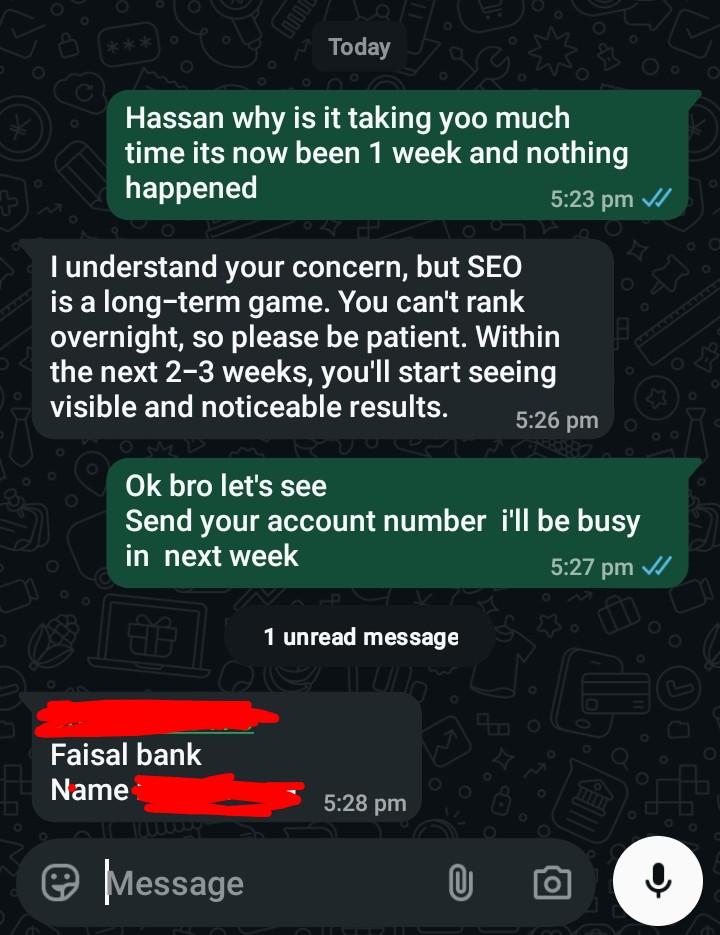 Client testimonial screenshot